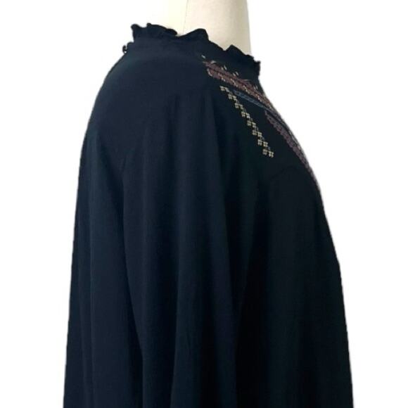 Torrid Top Boho Embroidered High Neck Pullover Black Multi Women’s Size 1X 14/16 - Picture 7 of 13